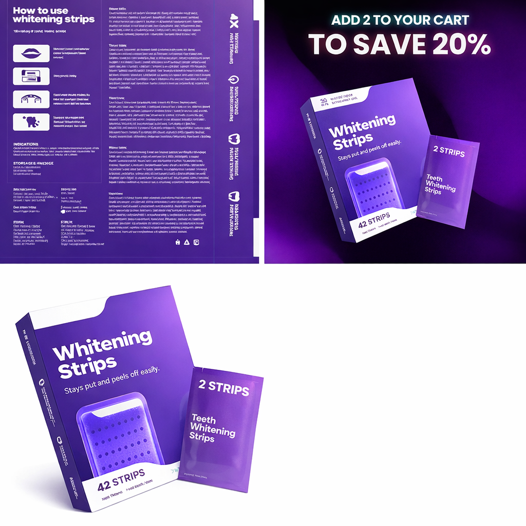Lumero Purple Teeth Whitening Strips - 7/21 Whitening Sessions - Non Sensitive Teeth Whitening - Peroxide-Free